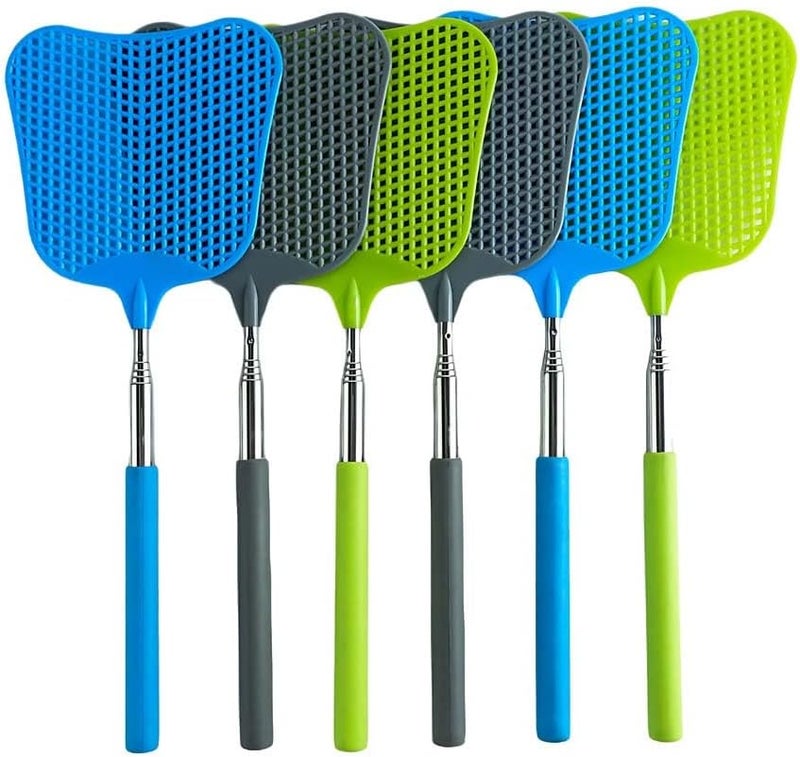 gotosee 6 Packs Fly Swatter Telescopic Flyswatter Heavey Duty Set Stainless Steel Extendable Handles - Image 1